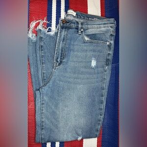 Nicole Miller NEW YORK Nomad Super High Rise Straight Distressed Boyfriend Jeans